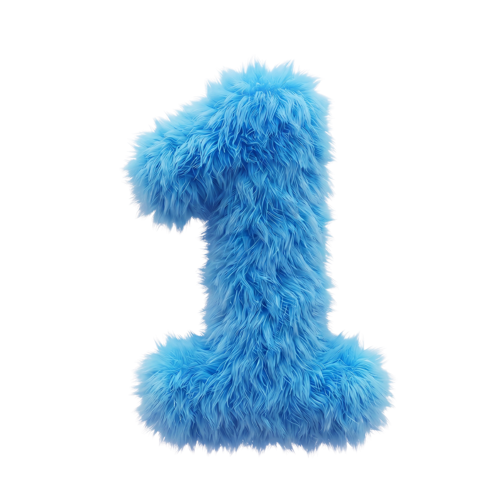 A soft, fluffy blue number one